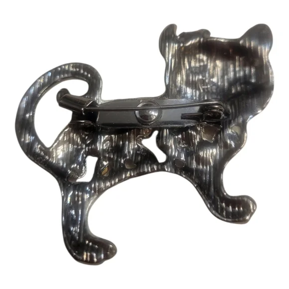 Rhinestone Cat Brooch - Picture 5 of 6
